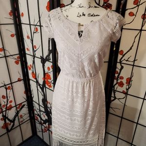 BLUET  LADIES LACY DRESS W/FRING HEM SIZE 2/LACEY SLEEVES